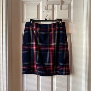 Talbots Navy and Red Plaid Pencil Skirt